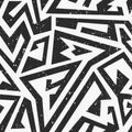 Black maze seamless pattern with grunge effect