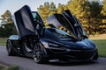 McLaren 720s with butterfly doors expanded on a road