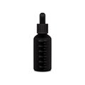 Black measuring bottle for essential oil. Mock up bottle cosmetic or medical vial, flask, flacon 3d illustration