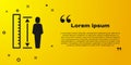 Black Measuring height body icon isolated on yellow background. Vector