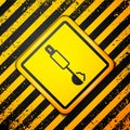 Black Measuring spoon icon isolated on yellow background. Warning sign. Vector