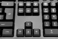 Black mechanical keyboard closeup