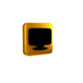 Black Medal icon isolated on transparent background. Winner symbol. Yellow square button.