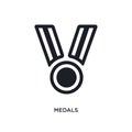 black medals isolated vector icon. simple element illustration from football concept vector icons. medals editable black logo Royalty Free Stock Photo