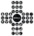 Black Medical and health care Icon collection Royalty Free Stock Photo