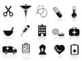 Black medical icons set Royalty Free Stock Photo