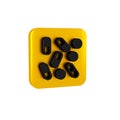 Black Medical pill bottle biohacking icon isolated on transparent background. Pharmacy biohacking. Yellow square button. Royalty Free Stock Photo