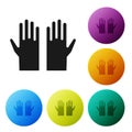 Black Medical rubber gloves icon isolated on white background. Protective rubber gloves. Set icons in color circle buttons. Vector Royalty Free Stock Photo