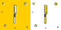 Black Medical saw icon isolated on yellow and white background. Surgical saw designed for bone cutting limb amputations