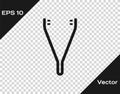 Black Medical tweezers icon isolated on transparent background. Medicine and health. Anatomical tweezers. Vector