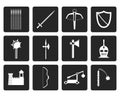 Black medieval arms and objects icons