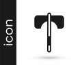 Black Medieval axe icon isolated on white background. Battle axe, executioner axe. Medieval weapon. Vector