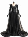 Black medieval female dress on a mannequin.