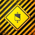 Black Medieval flag icon isolated on yellow background. Country, state, or territory ruled by a king or queen. Warning