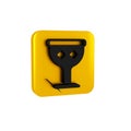 Black Medieval goblet icon isolated on transparent background. Holy grail. Yellow square button.