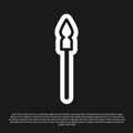 Black Medieval spear icon isolated on black background. Medieval weapon. Vector
