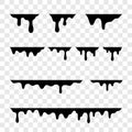 Black melt drips or liquid paint drops vector icons Royalty Free Stock Photo
