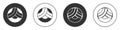 Black Memorial wreath icon isolated on white background. Funeral ceremony. Circle button. Vector Royalty Free Stock Photo