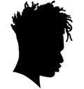 Black Men African American, African profile picture silhouette. Man from the side with afroharren. Dreadlocks hairstyle, afro Royalty Free Stock Photo