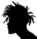 Black Men African American, African profile picture silhouette. Man from the side with afroharren. Dreadlocks hairstyle, afro hair