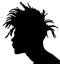 Black Men African American, African profile picture silhouette. Man from the side with afroharren. Dreadlocks hairstyle, afro hair