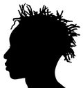 Black Men African American, African profile picture silhouette. Man from the side with afroharren. Dreadlocks hairstyle, afro hair