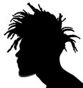 Black Men African American, African profile picture silhouette. Man from the side with afroharren. Dreadlocks hairstyle, afro hair Royalty Free Stock Photo