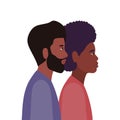 Black men cartoons in side view vector design