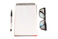 Glasses on blocknote five Royalty Free Stock Photo