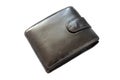 Black men leather wallet pocket with clipping path isolated on white Royalty Free Stock Photo
