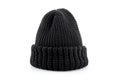 Black men\'s knitted hat isolated on white background. Generative AI. Royalty Free Stock Photo