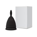 Black Menstrual cup. Feminine hygiene. Protection for woman in critical days. Vector Realistic illustration on white