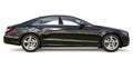 Black Mercedes Benz CLS Coupe on a white background. 3d rendering.