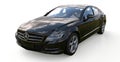 Black Mercedes Benz CLS Coupe on a white background. 3d rendering.