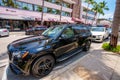 Black Mercedes suv parked on Worth Avenue Palm Beach Royalty Free Stock Photo