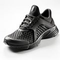 Black mesh running shoes with maximum airflow for summer runs