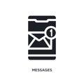 black messages isolated vector icon. simple element illustration from mobile app concept vector icons. messages editable logo