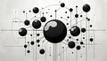 Black Metaball Pattern on White Backdrop Abstract Art of Connected Dots and Droplets, Emanating a Mysterious and Vibrant Energy