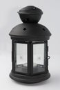 Black Metal Candle Lantern on White Background Front View Royalty Free Stock Photo