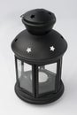 Black Metal Candle Lantern on White Background Perspective View Royalty Free Stock Photo