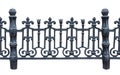 Black metal fence with decoration, isolated Royalty Free Stock Photo