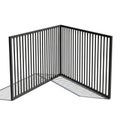 Black Metal Fence Section with Vertical Slats and Shadows on White Background railing Royalty Free Stock Photo
