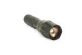 Black metal flashlight isolated on white background with clipping path Royalty Free Stock Photo