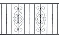 Black metal forged fence with ornate pattern, isolated on white