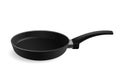 Black metal frying pan. Chrome plated cast iron and stainless steel