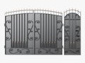 Black metal gates on a white background 3d rendering