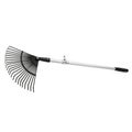 Black Metal Garden Leaf Rake with Adjustable Silver Handle on White Background tool gardening Royalty Free Stock Photo