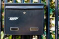 Black metal letterbox. Royalty Free Stock Photo