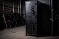 black metal locker with combination lock and key, for secure storage Royalty Free Stock Photo