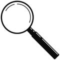 Black metal magnifying glass web icon isolated on white background. Royalty Free Stock Photo